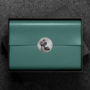 Gothic Vogue   Muted Pastel Rose Fashion Stiletto Classic Round Sticker