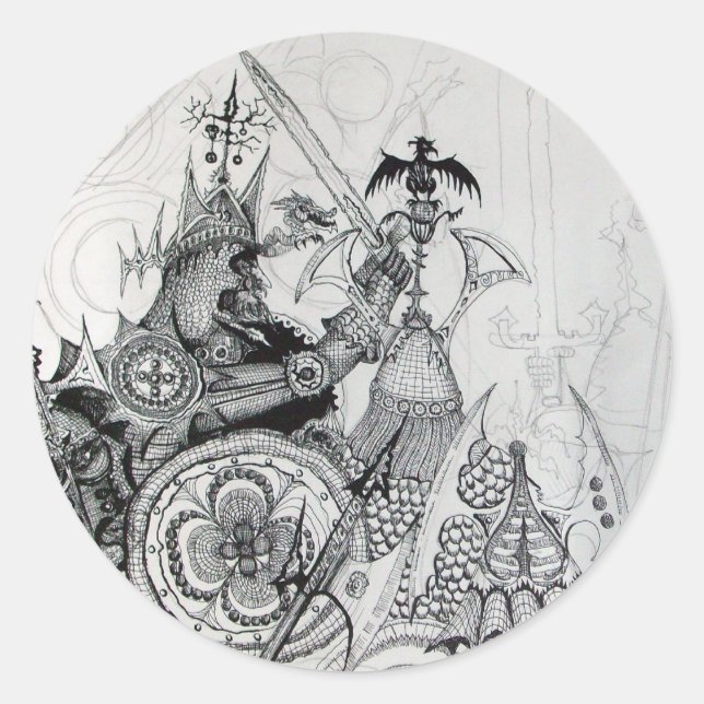 GOTHIC WARRIORS,Barbarian Knights,Fantasy Classic Round Sticker (Front)