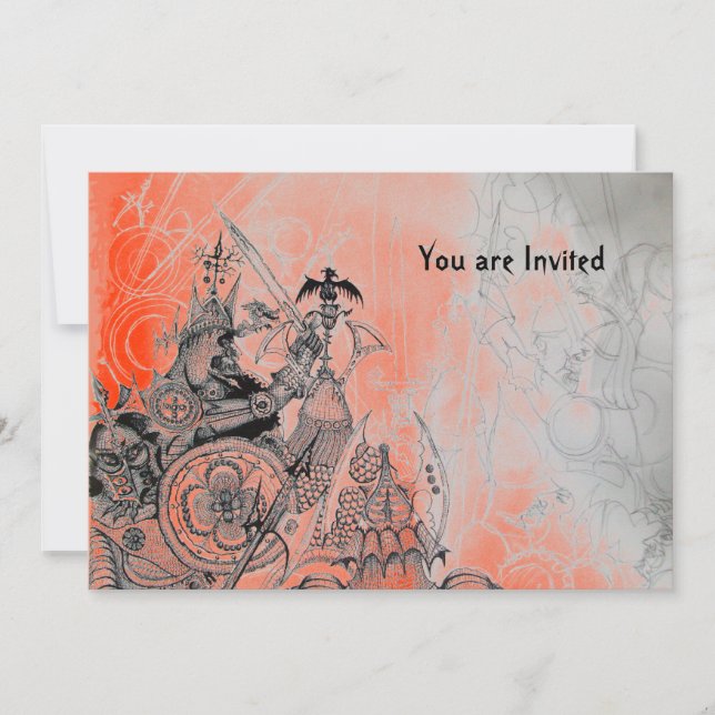 GOTHIC WARRIORS , black, white and red Invitation (Front)