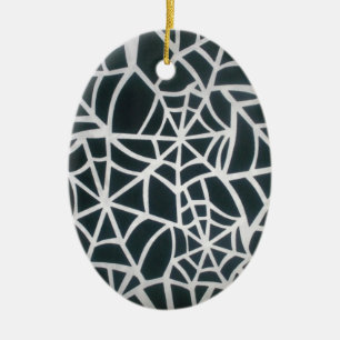 Gothic Web Velocity Bold Black and White Designer Ceramic Tree Decoration
