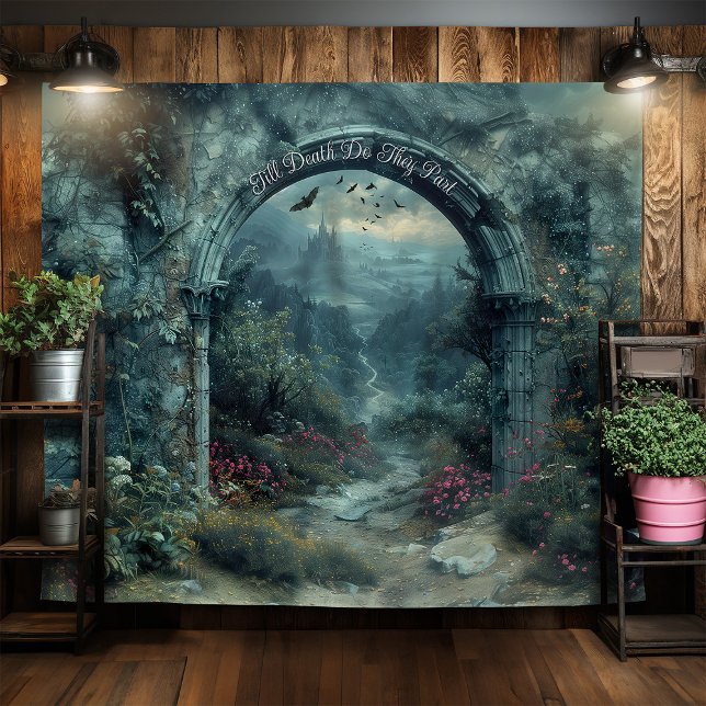 Gothic Wedding Arch Wall Hanging Selfie Station Tapestry (Creator Uploaded)