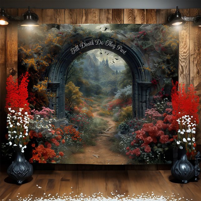 Gothic Wedding Arch Wall Hanging Selfie Station Tapestry (Creator Uploaded)