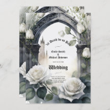 Gothic Wedding Black and White Roses Skulls Floral