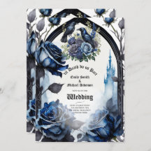Gothic Wedding Black Blue Roses Ravens