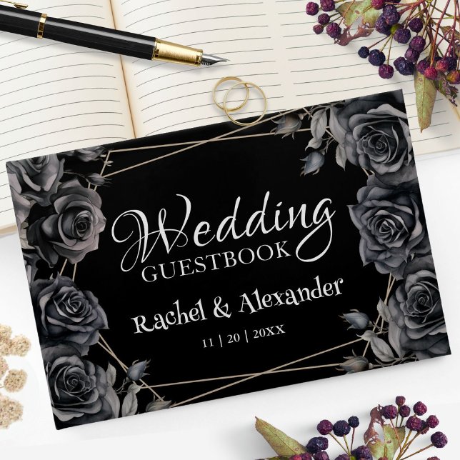 Gothic Wedding Black Dark Floral Guest Book (Creator Uploaded)