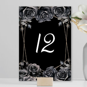Gothic Wedding Black Flowers Wedding Table Number