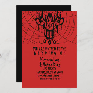 Gothic Wedding  Chandelier Spider  Red Black    Invitation