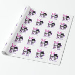 Gothic wedding couple wrapping paper<br><div class="desc">Fantasy gothic wedding couple bride and groom skulls wearing a top hat and pink bunny rabbit ears. Customise the background colour of the plain white colour from a range of over 200 colours.</div>