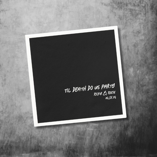 Gothic Wedding Custom Name Black Cocktail Napkin (Creator Uploaded)