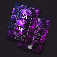 Gothic Wedding Dark Blue Purple Skull Roses