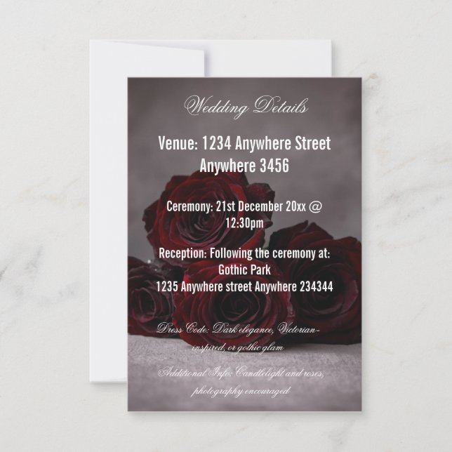 Gothic Wedding Details Card | Dark Romantic (Front)