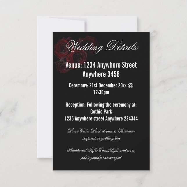 Gothic Wedding Details Card | Dark Romantic (Front)