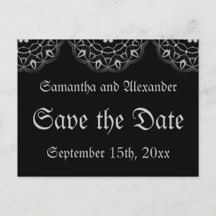Gothic wedding elegant save the date announcement postcard