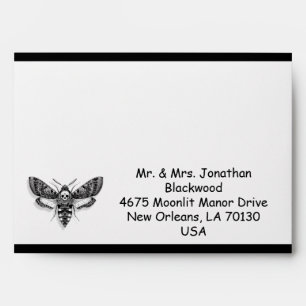 Gothic Wedding Envelope – Skull Moth & Lace Design