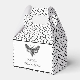 Gothic Wedding Favor Box – Moth & Lace Black & Whi
