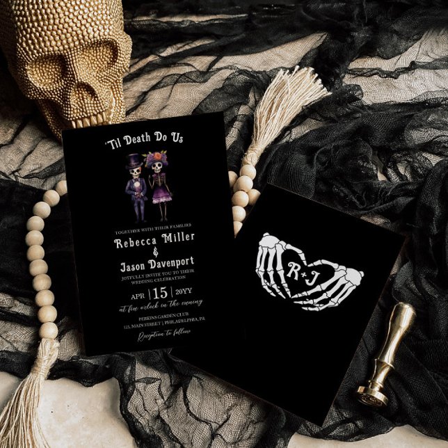 Gothic Wedding Invitation Skeletons Black (Creator Uploaded)