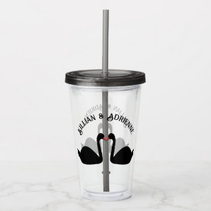 Gothic Wedding Kissing Black Swans Custom Acrylic Tumbler
