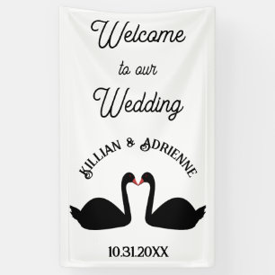 Gothic Wedding Kissing Black Swans Custom Banner