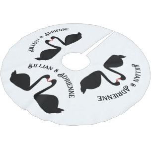 Gothic Wedding Kissing Black Swans Custom Brushed Polyester Tree Skirt