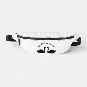 Gothic Wedding Kissing Black Swans Custom Bum Bags