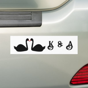 Gothic Wedding Kissing Black Swans Custom Bumper Sticker