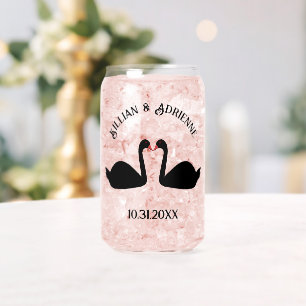 Gothic Wedding Kissing Black Swans Custom Can Glass
