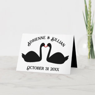 Gothic Wedding Kissing Black Swans Custom Card