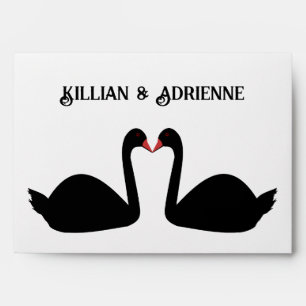 Gothic Wedding Kissing Black Swans Custom Envelope
