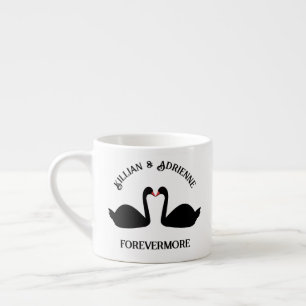 Gothic Wedding Kissing Black Swans Custom Espresso Cup
