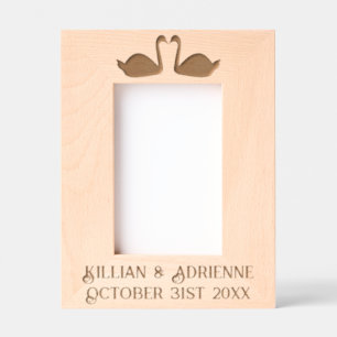 Gothic Wedding Kissing Black Swans Custom Etched Frames