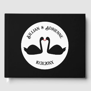 Gothic Wedding Kissing Black Swans Custom Guest Book