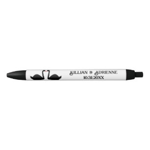 Gothic Wedding Kissing Black Swans Custom Ink Pen