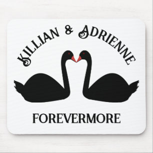 Gothic Wedding Kissing Black Swans Custom Mouse Pad