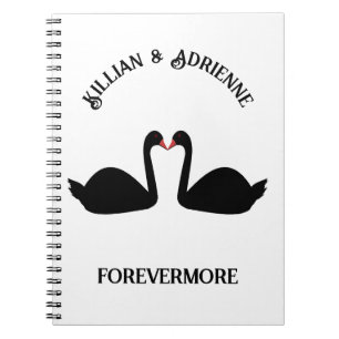 Gothic Wedding Kissing Black Swans Custom Notebook