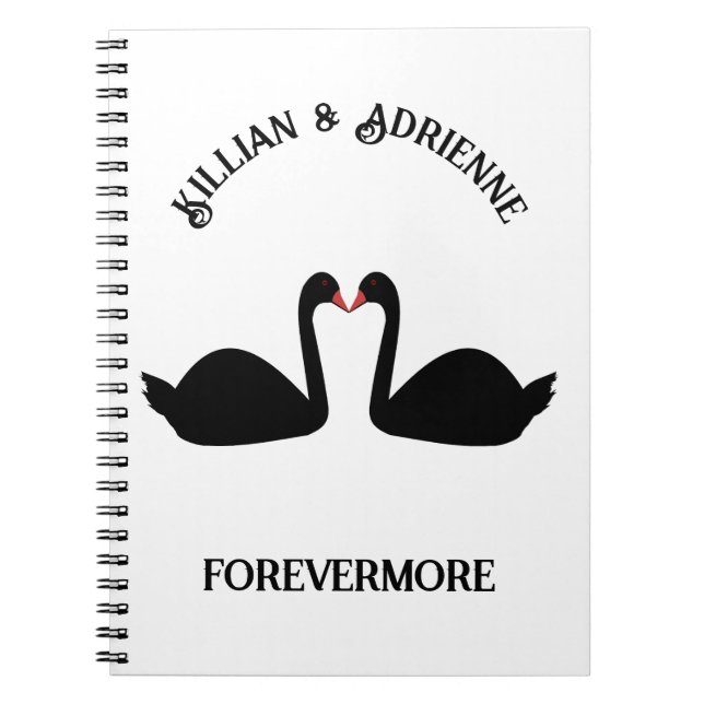 Gothic Wedding Kissing Black Swans Custom Notebook (Front)