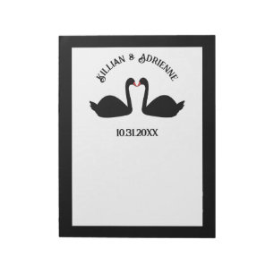 Gothic Wedding Kissing Black Swans Custom Notepad
