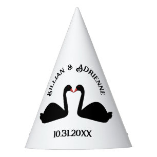 Gothic Wedding Kissing Black Swans Custom Party Hat