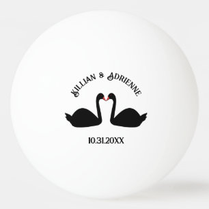 Gothic Wedding Kissing Black Swans Custom Ping Pong Ball
