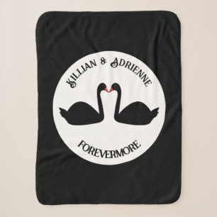 Gothic Wedding Kissing Black Swans Custom Sherpa Blanket