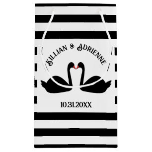 Gothic Wedding Kissing Black Swans Custom Small Gift Bag
