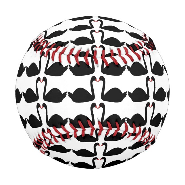 Gothic Wedding Kissing Black Swans Patterned Baseball (Front)