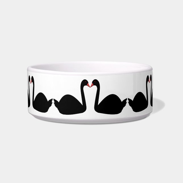 Gothic Wedding Kissing Black Swans Patterned Bowl (Front)