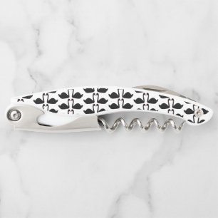 Gothic Wedding Kissing Black Swans Patterned Corkscrew