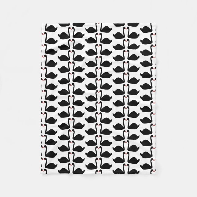 Gothic Wedding Kissing Black Swans Patterned Fleece Blanket (Front)