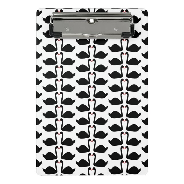Gothic Wedding Kissing Black Swans Patterned Mini Clipboard (Front)