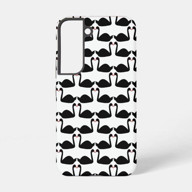 Gothic Wedding Kissing Black Swans Patterned Samsung Galaxy S22 Case (Back)