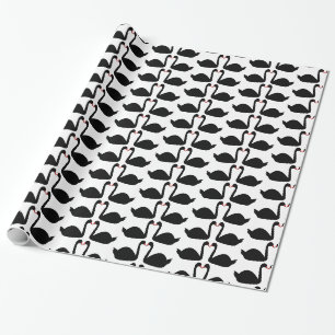 Gothic Wedding Kissing Black Swans Patterned Wrapping Paper