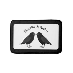 Gothic Wedding Kissing Ravens Custom Bath Mat