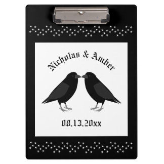 Gothic Wedding Kissing Ravens Custom Clipboard