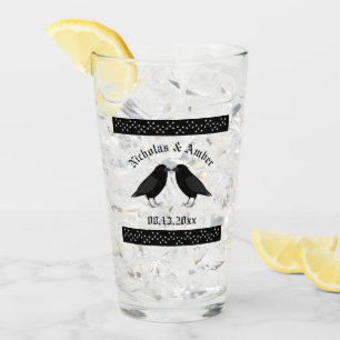 Gothic Wedding Kissing Ravens Custom Glass